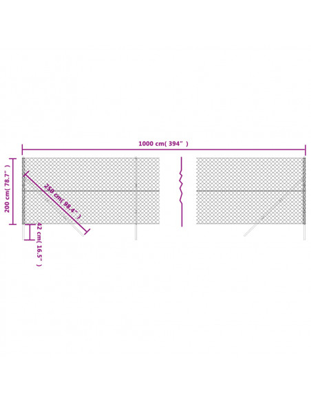 Recinzione a Rete Antracite 2x10 m
