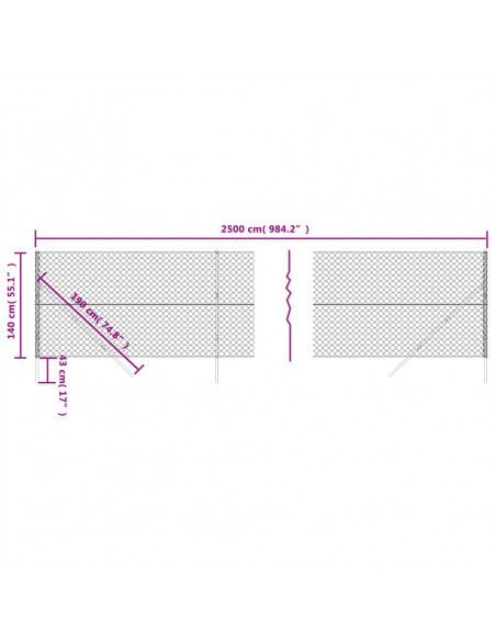 Recinzione a Rete Antracite 1,4x25 m