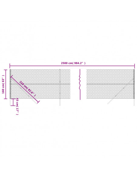 Recinzione a Rete Antracite 1,6x25 m