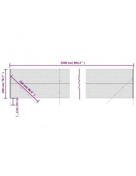 Recinzione a Rete Antracite 2x25 m