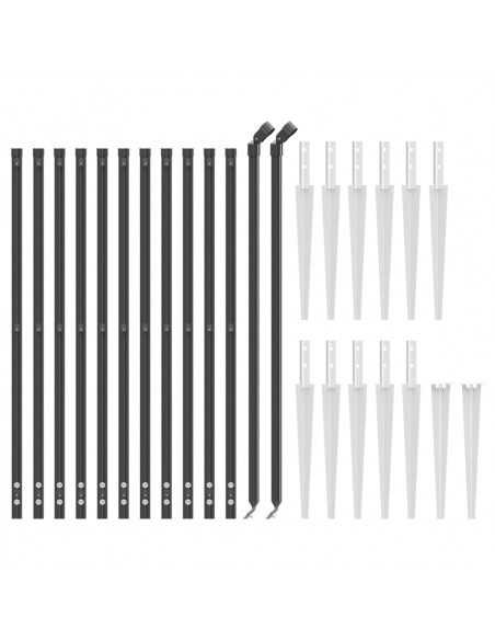 Recinzione a Rete con Picchetti Ancoraggio Antracite 1,1x25 m