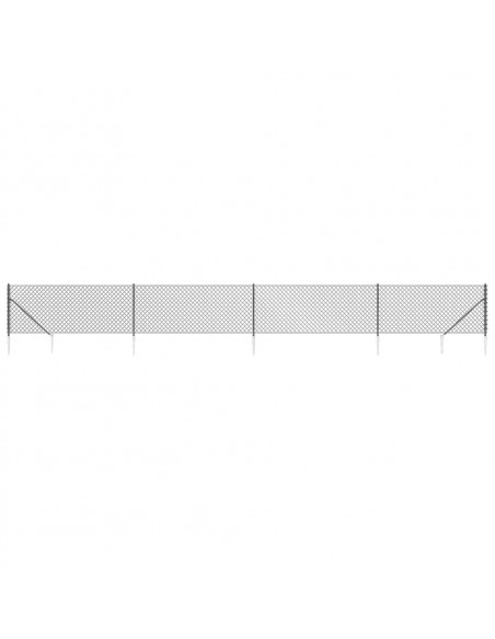 Recinzione a Rete con Picchetti Ancoraggio Antracite 1,1x10 m
