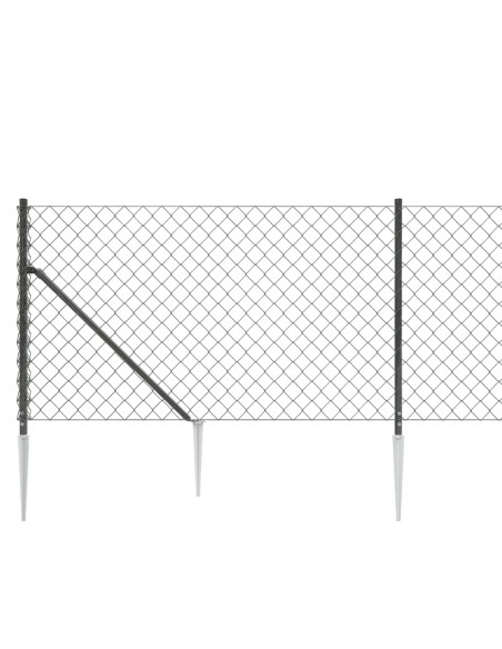 Recinzione a Rete con Picchetti Ancoraggio Antracite 1,1x10 m