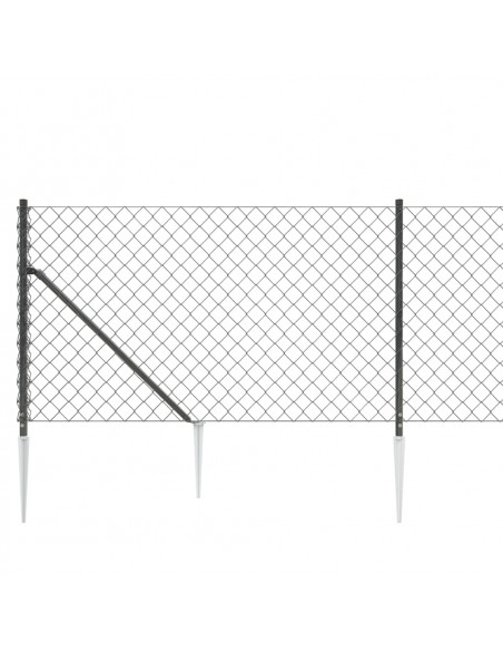 Recinzione a Rete con Picchetti Ancoraggio Antracite 0,8x25 m