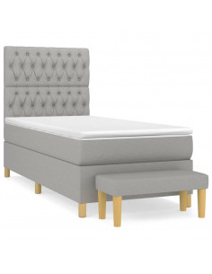 Giroletto a Molle con Materasso Grigio Chiaro 90x190 cm Tessuto 2