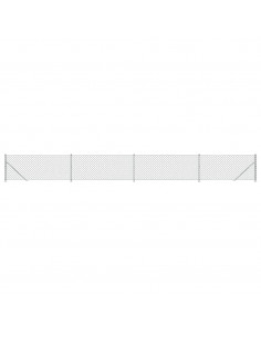 Recinzione a Rete con Flangia Argento 0,8x10 m 2