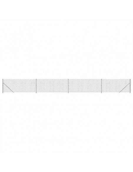 Recinzione a Rete con Flangia Argento 0,8x10 m