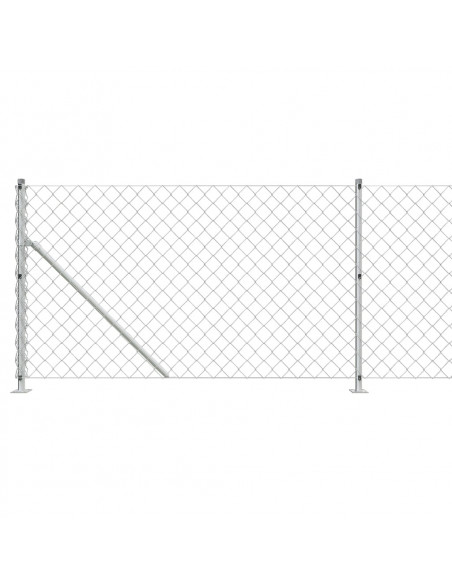 Recinzione a Rete con Flangia Argento 0,8x10 m