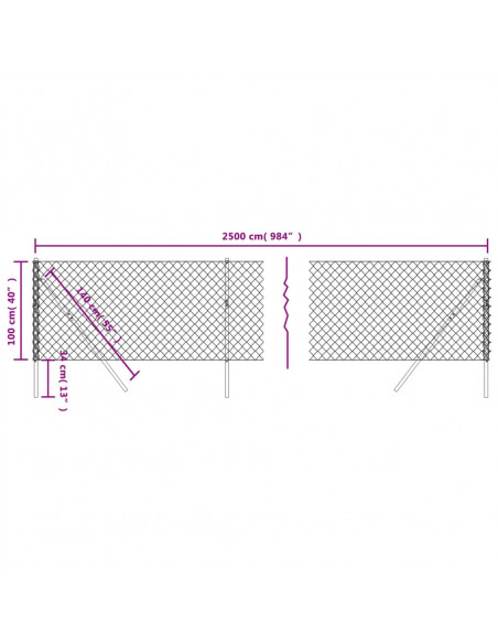 Recinzione a Rete Argento 1x25 m