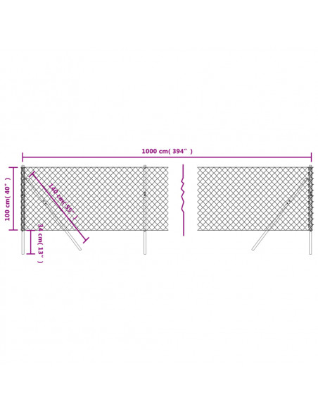 Recinzione a Rete Argento 1x10 m