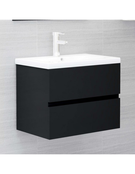 Set Mobili da Bagno 2 pz Nero in Legno Multistrato