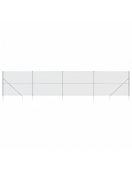 Recinzione a Rete con Picchetti Ancoraggio Argento 1,4x10 m