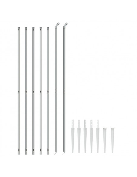 Recinzione a Rete con Picchetti Ancoraggio Argento 1,4x10 m