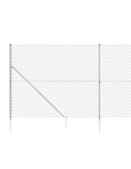 Recinzione a Rete con Picchetti Ancoraggio Argento 1,4x10 m