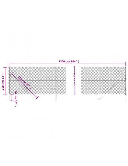 Recinzione a Rete Argento 1,6x25 m