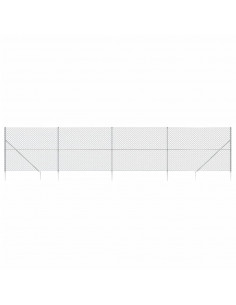 Recinzione a Rete con Picchetti Ancoraggio Argento 1,6x10 m 2