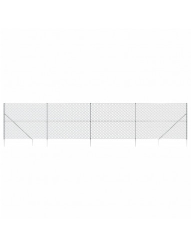 Recinzione a Rete con Picchetti Ancoraggio Argento 1,6x10 m