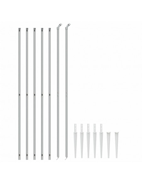 Recinzione a Rete con Picchetti Ancoraggio Argento 1,6x10 m