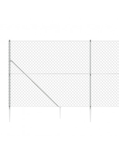 Recinzione a Rete con Picchetti Ancoraggio Argento 1,6x10 m