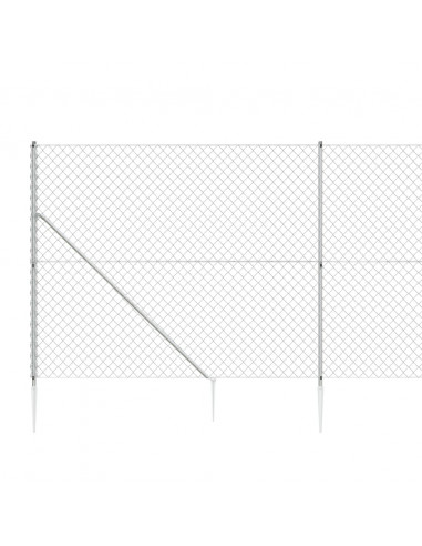 Recinzione a Rete con Picchetti Ancoraggio Argento 1,4x25 m