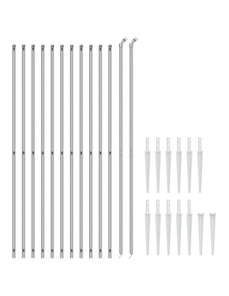Recinzione a Rete con Picchetti Ancoraggio Argento 1,6x25 m
