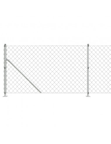 Recinzione a Rete con Flangia Argento 0,8x25 m