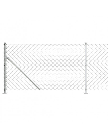 Recinzione a Rete con Flangia Argento 0,8x25 m