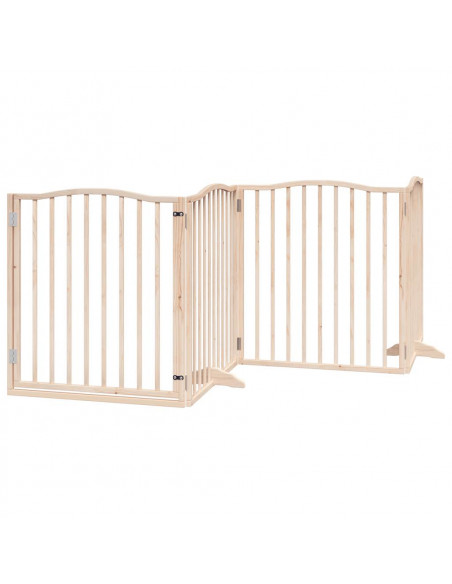 Cancello per Cani con Porta Pieghevole 4 Pannelli 320 cm Pioppo