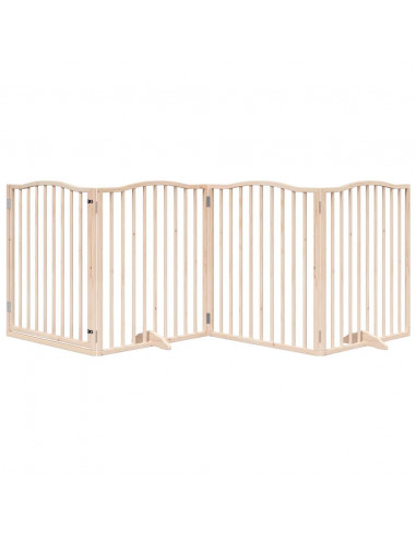 Cancello per Cani con Porta Pieghevole 4 Pannelli 320 cm Pioppo