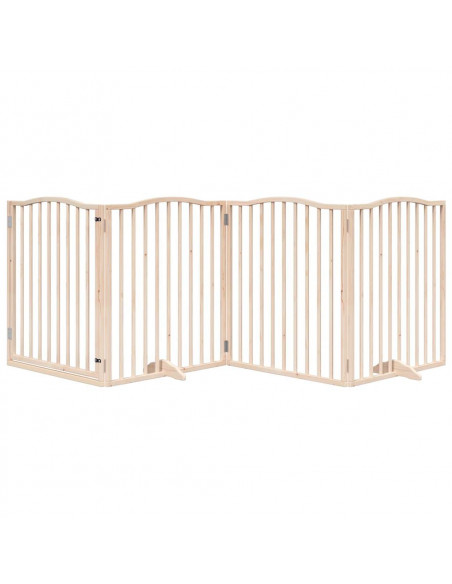 Cancello per Cani con Porta Pieghevole 4 Pannelli 320 cm Pioppo