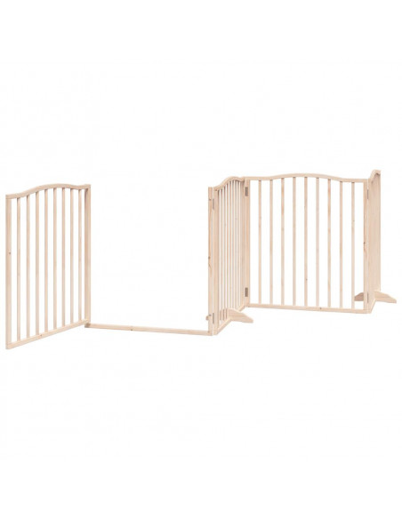 Cancello per Cani con Porta Pieghevole 4 Pannelli 320 cm Pioppo