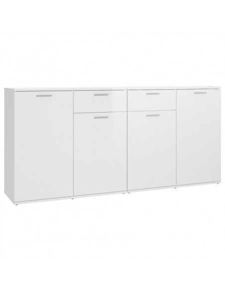 Credenza Bianco Lucido 160x36x75 cm in Legno Multistrato