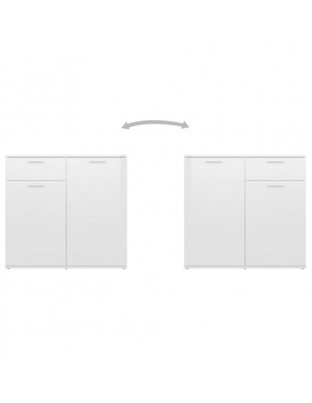 Credenza Bianco Lucido 160x36x75 cm in Legno Multistrato