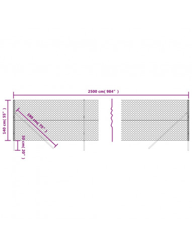 Recinzione a Rete Verde 1,4x25 m