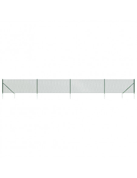 Recinzione a Rete con Picchetti Ancoraggio Verde 0,8x10 m