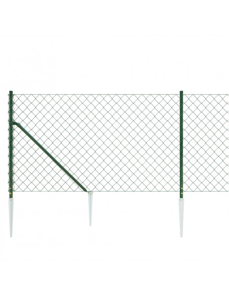 Recinzione a Rete con Picchetti Ancoraggio Verde 1x10 m