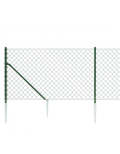 Recinzione a Rete con Picchetti Ancoraggio Verde 1,1x10 m