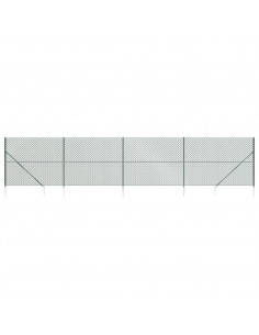 Recinzione a Rete con Picchetti Ancoraggio Verde 1,4x10 m 2