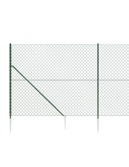 Recinzione a Rete con Picchetti Ancoraggio Verde 1,4x10 m