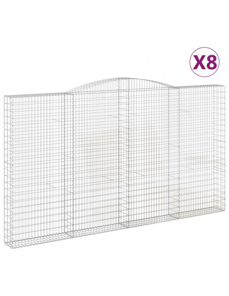Cesti Gabbioni ad Arco 8 pz 400x30x220/240 cm Ferro Zincato