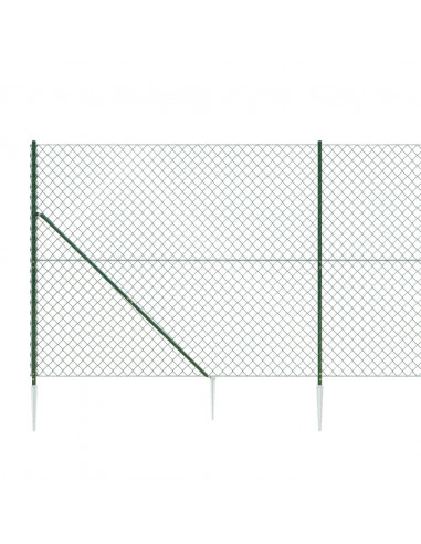 Recinzione a Rete con Picchetti Ancoraggio Verde 1,6x10 m