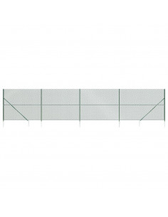 Recinzione a Rete con Picchetti Ancoraggio Verde 2,2x10 m 2