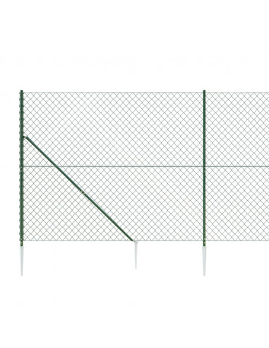 Recinzione a Rete con Picchetti Ancoraggio Verde 2,2x10 m