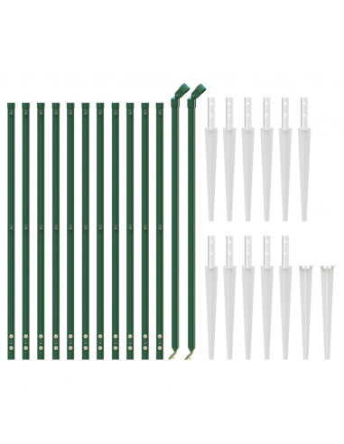 Recinzione a Rete con Picchetti Ancoraggio Verde 1x25 m