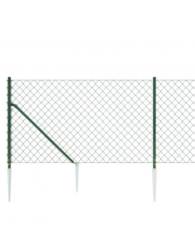 Recinzione a Rete con Picchetti Ancoraggio Verde 1x25 m