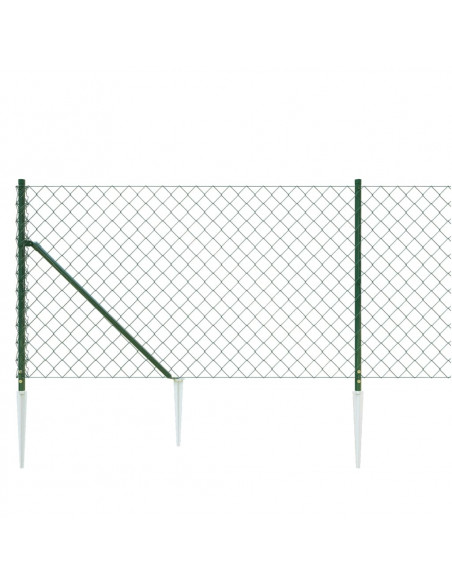 Recinzione a Rete con Picchetti Ancoraggio Verde 1x25 m