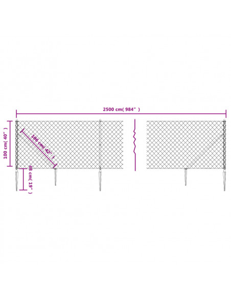 Recinzione a Rete con Picchetti Ancoraggio Verde 1x25 m
