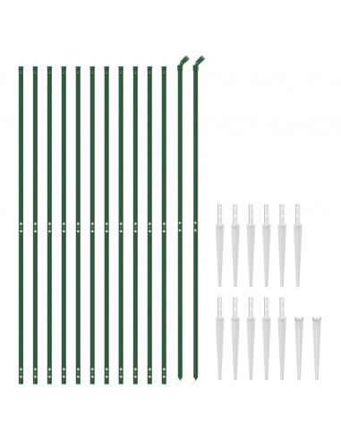 Recinzione a Rete con Picchetti Ancoraggio Verde 1,4x25 m