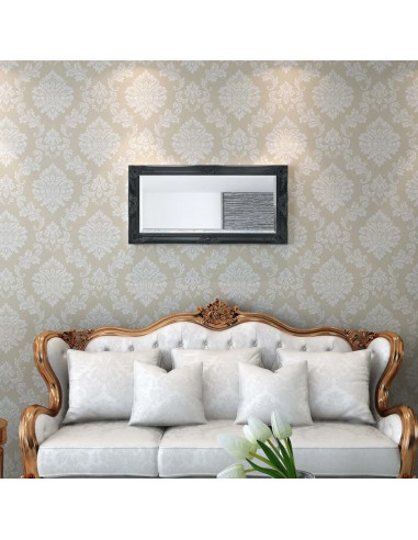 Specchio da Parete Stile Barocco 100x50 cm Nero