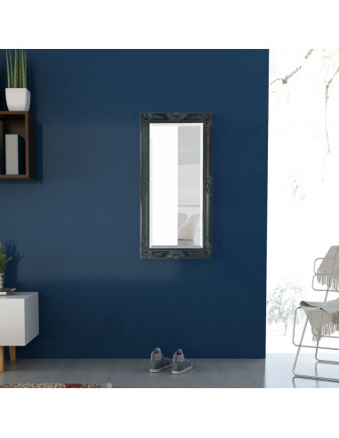 Specchio da Parete Stile Barocco 100x50 cm Nero